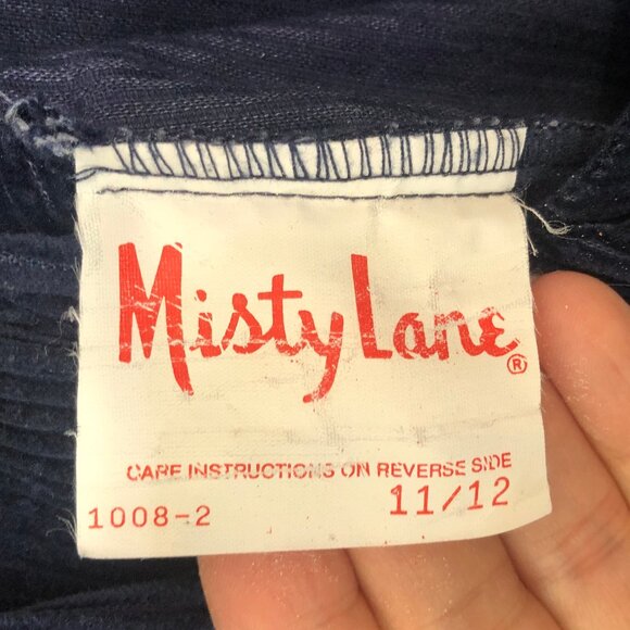 Vintage 80s Navy Blue Corduroy Jumper Dress Misty Lane ILGWU Large 11/12 cute B2 - Picture 7 of 12
